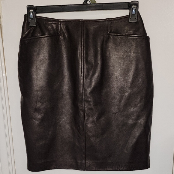 Valerie Stevens Black Leather Pencil Skirt - Picture 4 of 7